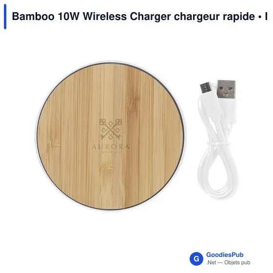 Chargeur sans fil personnalisable 10W pour logo - Bamboo - Image 12
