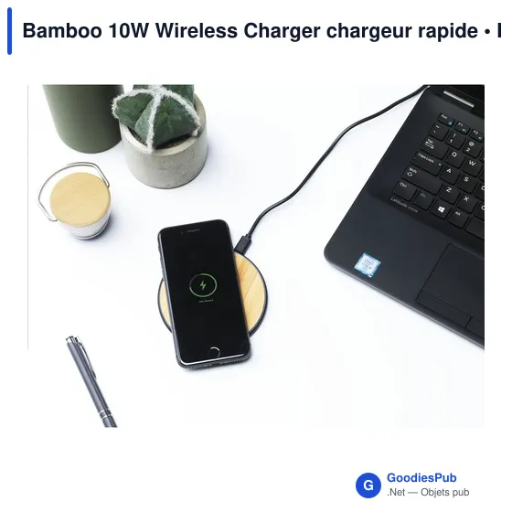 Chargeur sans fil personnalisable 10W pour logo - Bamboo - Image 3