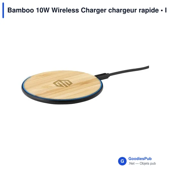 Chargeur sans fil personnalisable 10W pour logo - Bamboo - Image 6