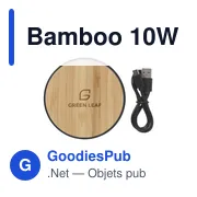 Chargeur sans fil personnalisable 10W pour logo - Bamboo - Miniature 7