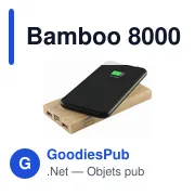 Chargeur sans fil personnalisable Bamboo 8000 avec logo - Miniature 1