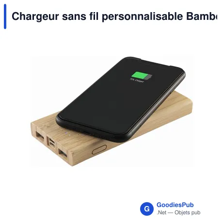 Chargeur sans fil personnalisable Bamboo 8000 avec logo