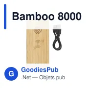 Chargeur sans fil personnalisable Bamboo 8000 avec logo - Miniature 8