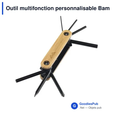 Outil multifonction personnalisable Bamboo Black Tool avec logo