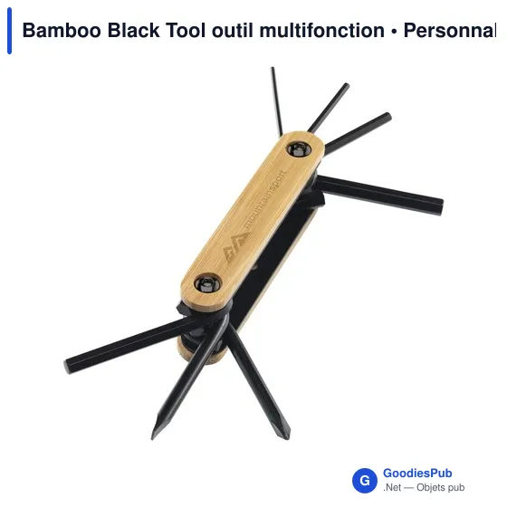 Outil multifonction personnalisable Bamboo Black Tool avec logo - Image 1