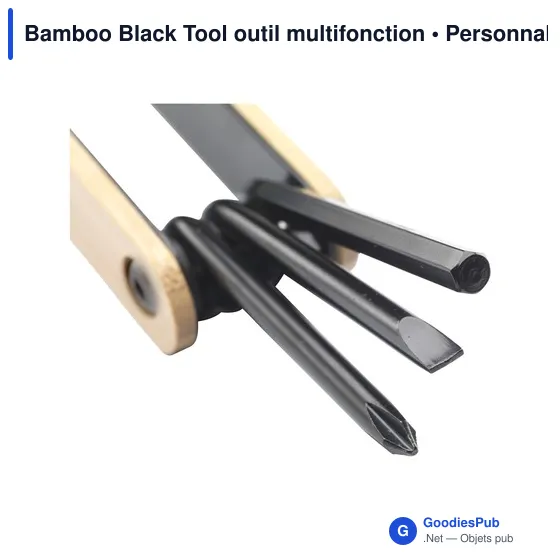 Outil multifonction personnalisable Bamboo Black Tool avec logo - Image 2