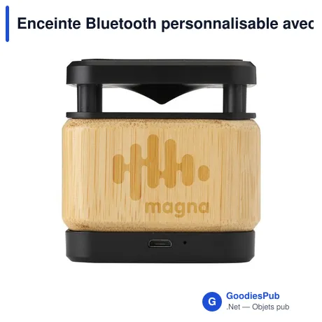 Enceinte Bluetooth personnalisable avec chargeur sans fil - Bamboo Blockavec logo