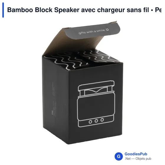 Enceinte Bluetooth personnalisable avec chargeur sans fil - Bamboo Blockavec logo - Image 4