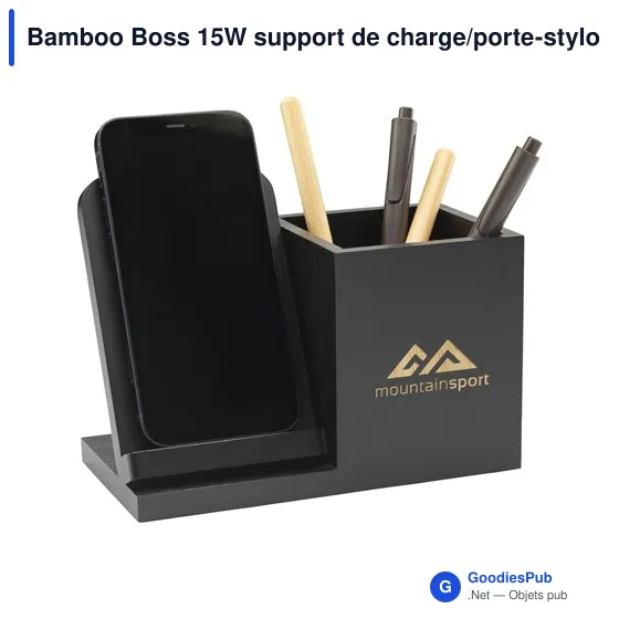 Support de charge personnalisable Bamboo Boss 15W avec logo - Image 2