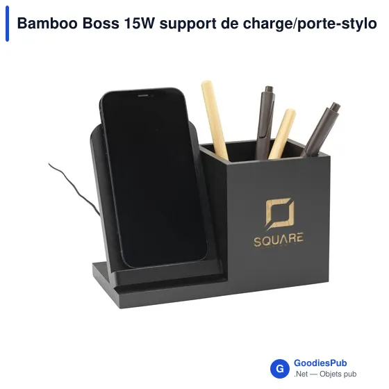 Support de charge personnalisable Bamboo Boss 15W avec logo - Image 3