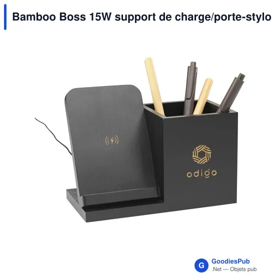 Support de charge personnalisable Bamboo Boss 15W avec logo - Image 4