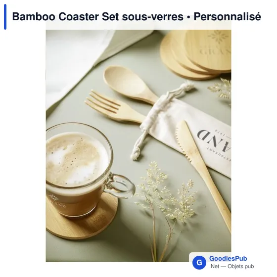 Sous-verres personnalisables en bambou avec logo - Bamboo Coaster Set - Image 5