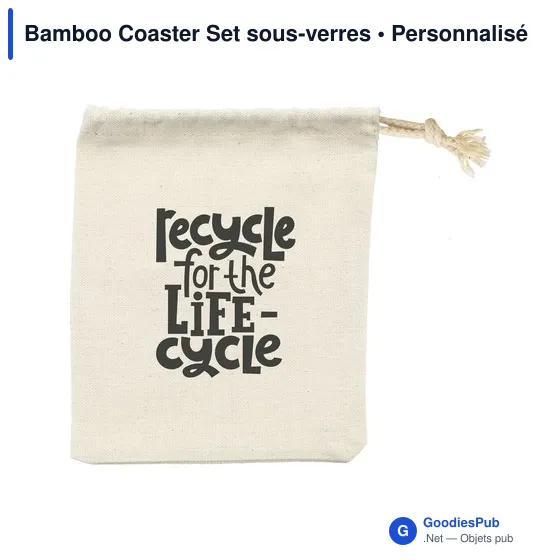 Sous-verres personnalisables en bambou avec logo - Bamboo Coaster Set - Image 8