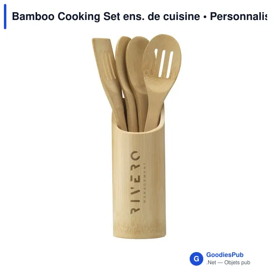 Ensemble de cuisine personnalisable en bambou avec logo - Image 3
