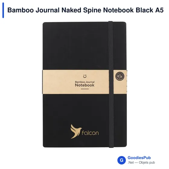 Carnet A5 personnalisable en bambou avec logo - Bamboo Journal Naked Spine - Image 8