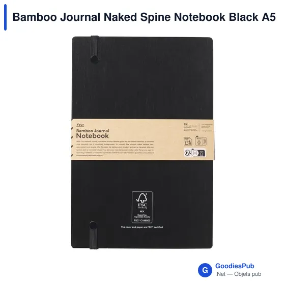 Carnet A5 personnalisable en bambou avec logo - Bamboo Journal Naked Spine - Image 9