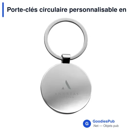 Porte-clés circulaire personnalisable en bambou avec logo