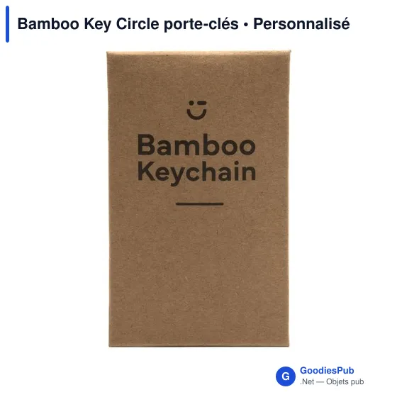 Porte-clés circulaire personnalisable en bambou avec logo - Image 2