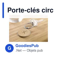 Porte-clés circulaire personnalisable en bambou avec logo - Miniature 5