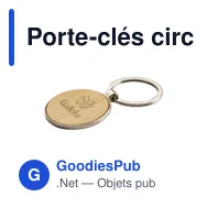 Porte-clés circulaire personnalisable en bambou avec logo - Miniature 7