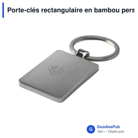 Porte-clés rectangulaire en bambou personnalisable avec logo