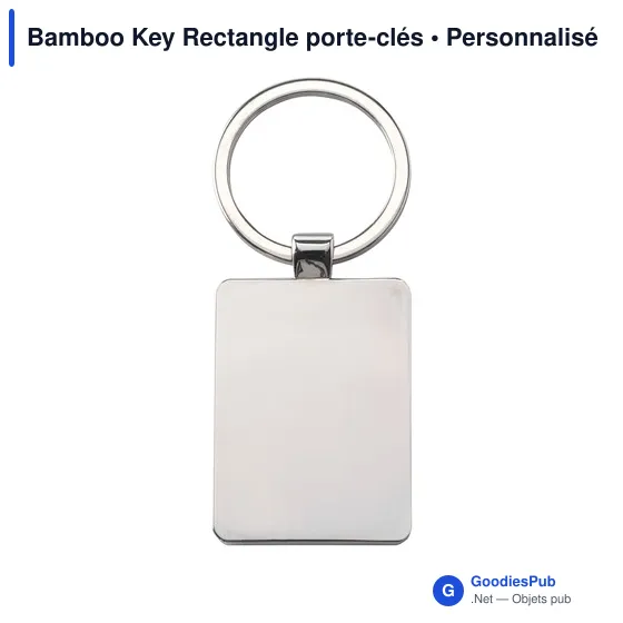 Porte-clés rectangulaire en bambou personnalisable avec logo - Image 2