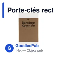 Porte-clés rectangulaire en bambou personnalisable avec logo - Miniature 3