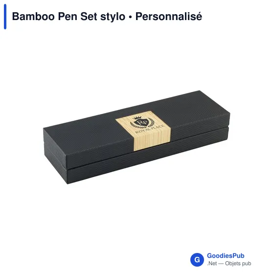 Stylo à bille personnalisable en bambou avec logo - Bamboo Pen Set - Image 1