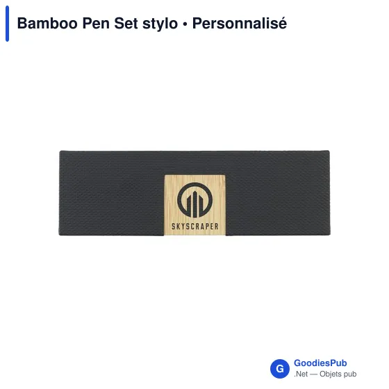 Stylo à bille personnalisable en bambou avec logo - Bamboo Pen Set - Image 5