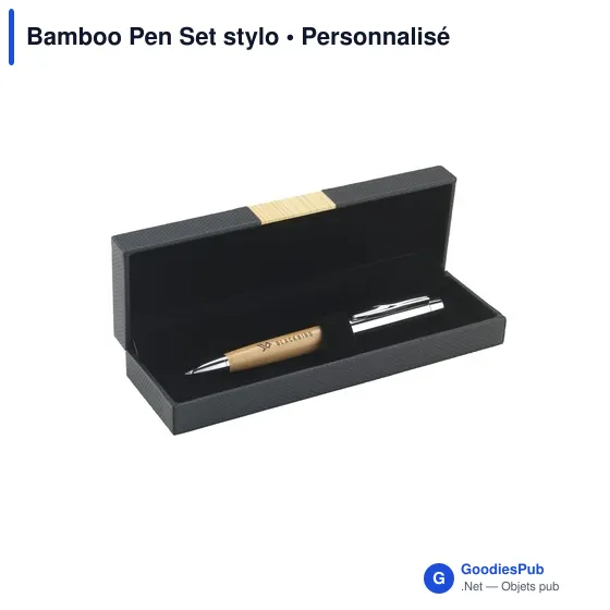 Stylo à bille personnalisable en bambou avec logo - Bamboo Pen Set - Image 6