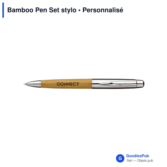 Stylo à bille personnalisable en bambou avec logo - Bamboo Pen Set - Image 7