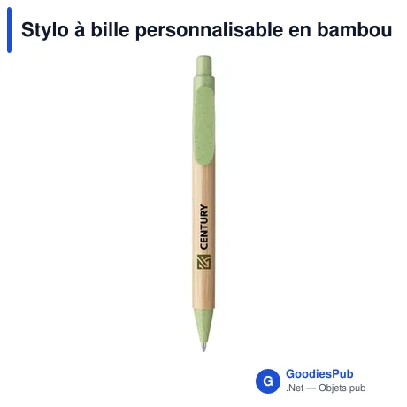 Stylo à bille personnalisable en bambou avec logo - Bamboo Wheat Pen