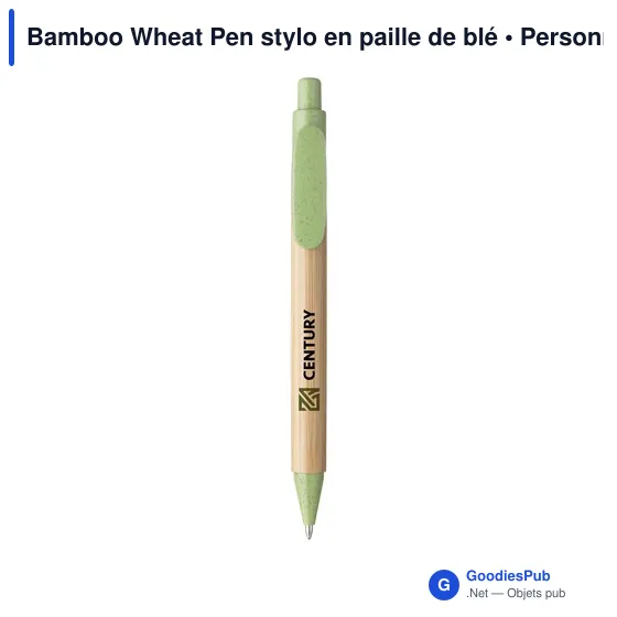 Stylo à bille personnalisable en bambou avec logo - Bamboo Wheat Pen - Image 1