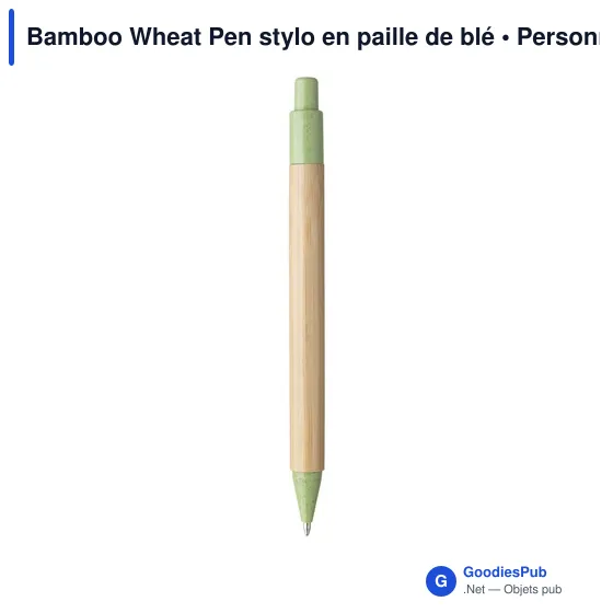 Stylo à bille personnalisable en bambou avec logo - Bamboo Wheat Pen - Image 2