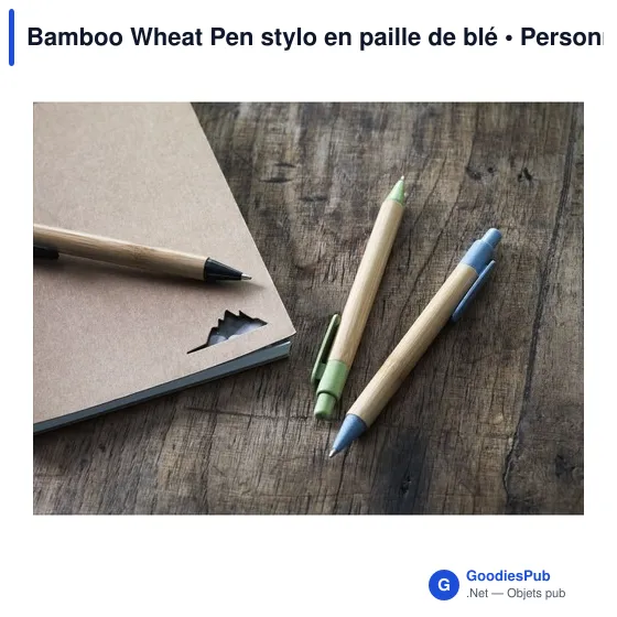 Stylo à bille personnalisable en bambou avec logo - Bamboo Wheat Pen - Image 3
