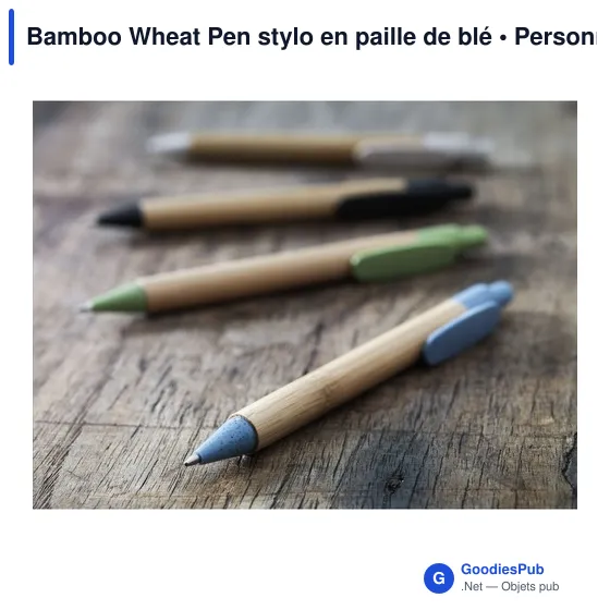 Stylo à bille personnalisable en bambou avec logo - Bamboo Wheat Pen - Image 4