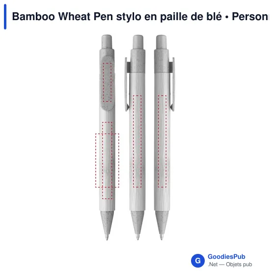 Stylo à bille personnalisable en bambou avec logo - Bamboo Wheat Pen - Image 6