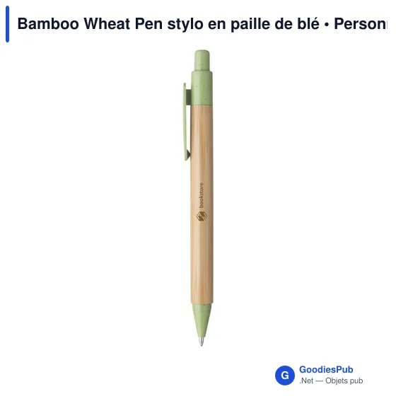 Stylo à bille personnalisable en bambou avec logo - Bamboo Wheat Pen - Image 7