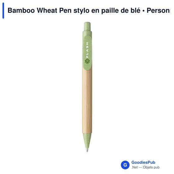 Stylo à bille personnalisable en bambou avec logo - Bamboo Wheat Pen - Image 8