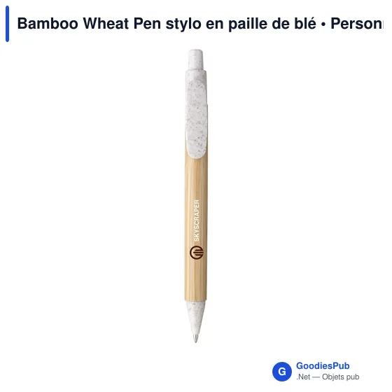 Stylo à bille personnalisable en bambou avec logo - Bamboo Wheat Pen - Image 9