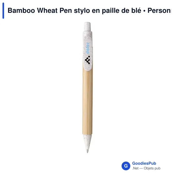 Stylo à bille personnalisable en bambou avec logo - Bamboo Wheat Pen - Image 10