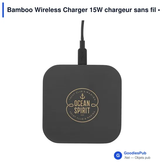 Chargeur sans fil personnalisable 15W avec logo - Bamboo Wireless Charger - Image 3