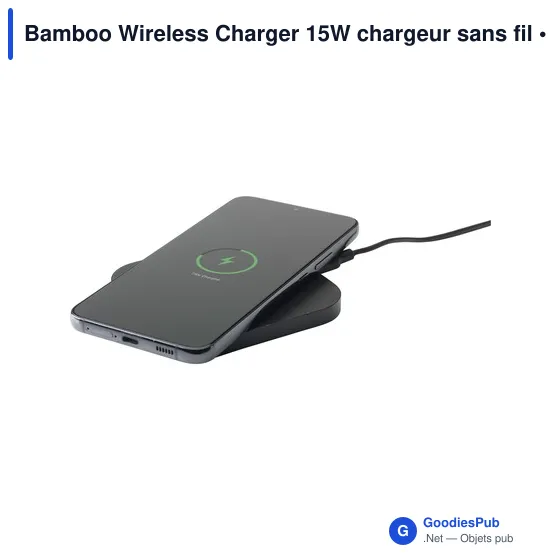 Chargeur sans fil personnalisable 15W avec logo - Bamboo Wireless Charger - Image 4