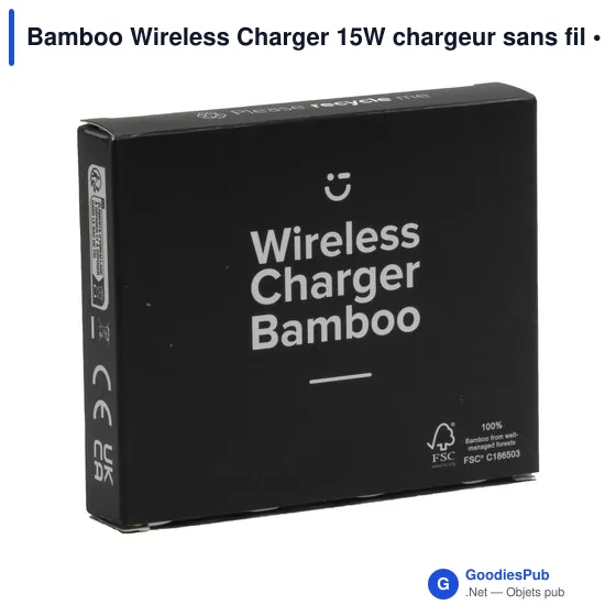 Chargeur sans fil personnalisable 15W avec logo - Bamboo Wireless Charger - Image 5