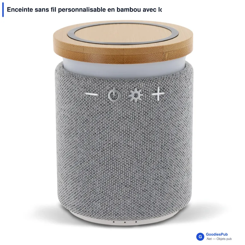 Enceinte sans fil personnalisable en bambou avec logo - Bamboo gris - Image 2