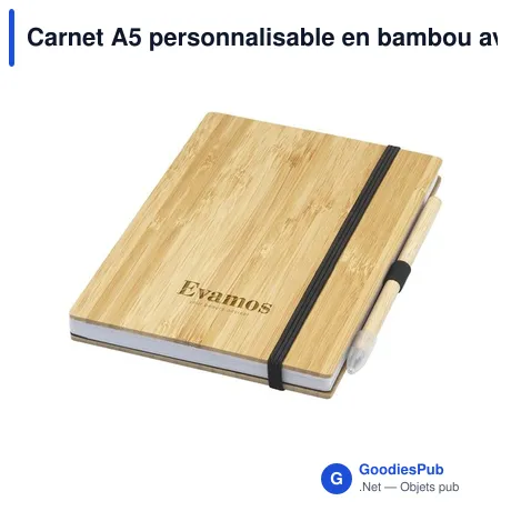 Carnet A5 personnalisable en bambou avec stylo - BambooPlus Notebookavec logo