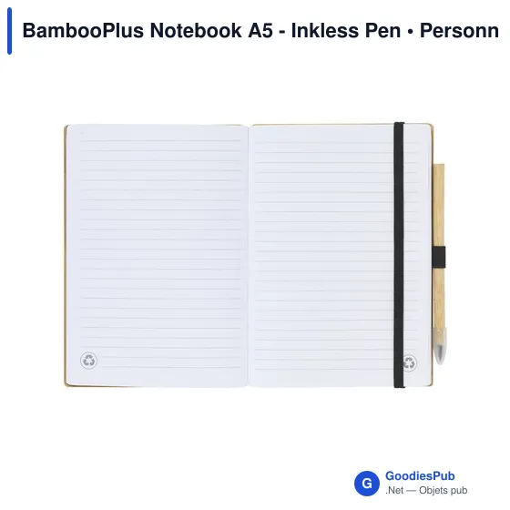 Carnet A5 personnalisable en bambou avec stylo - BambooPlus Notebookavec logo - Image 2