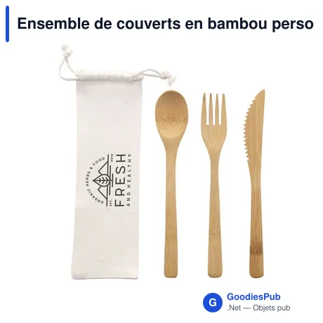 Ensemble de couverts en bambou personnalisable avec logo