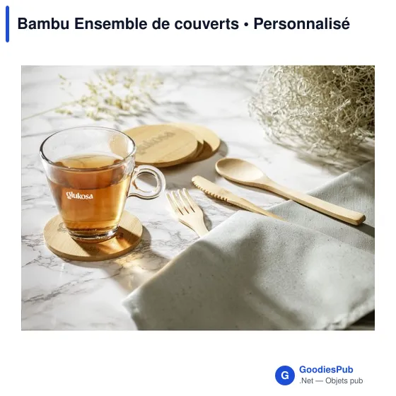 Ensemble de couverts en bambou personnalisable avec logo - Image 2