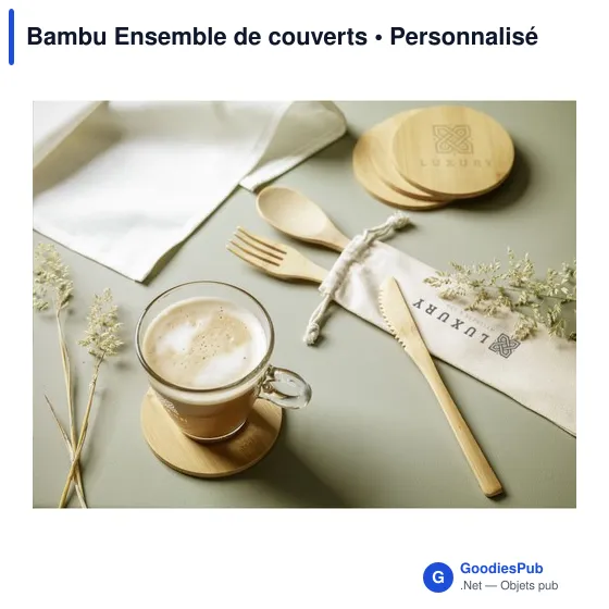Ensemble de couverts en bambou personnalisable avec logo - Image 3